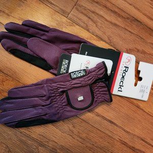 Roeckl size 7 plum summer riding gloves NWT